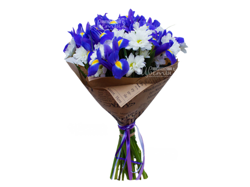 Букеты из хризантем и ирисов с доставкой по Югу России и Москве...